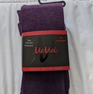 New girls Memoi cotton sweater tights size 10 plum